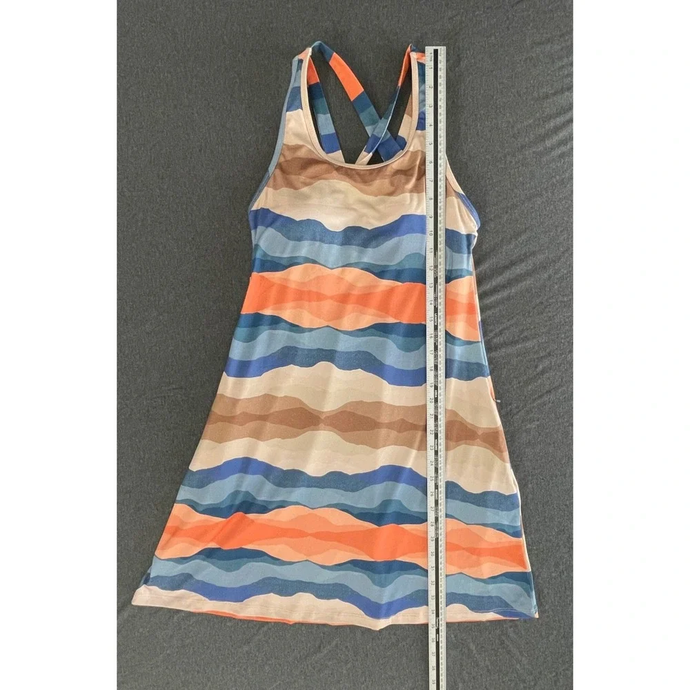 Freedom Trail Kyodan Dress Women M Multicolor Wavy Print Active Built-in Bra - Picture 8 of 9